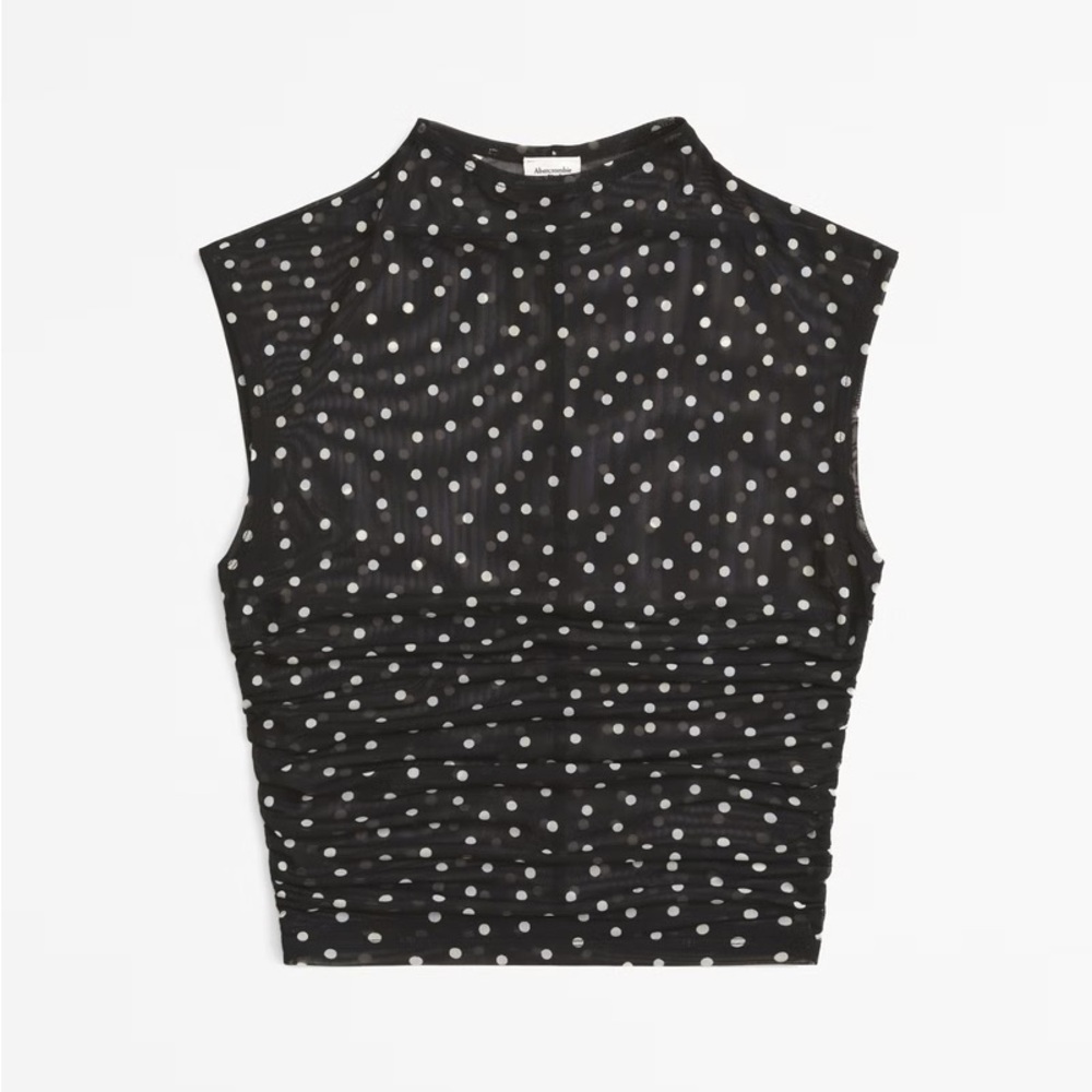 Abercrombie & Fitch Black and White Embellished Crop Tank Top